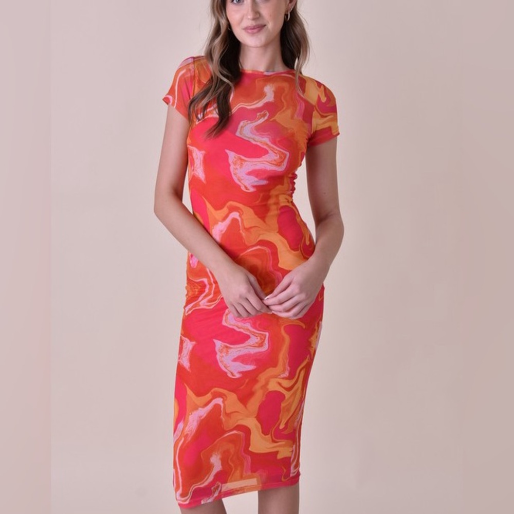 Mesh lava swirl Midi Dress